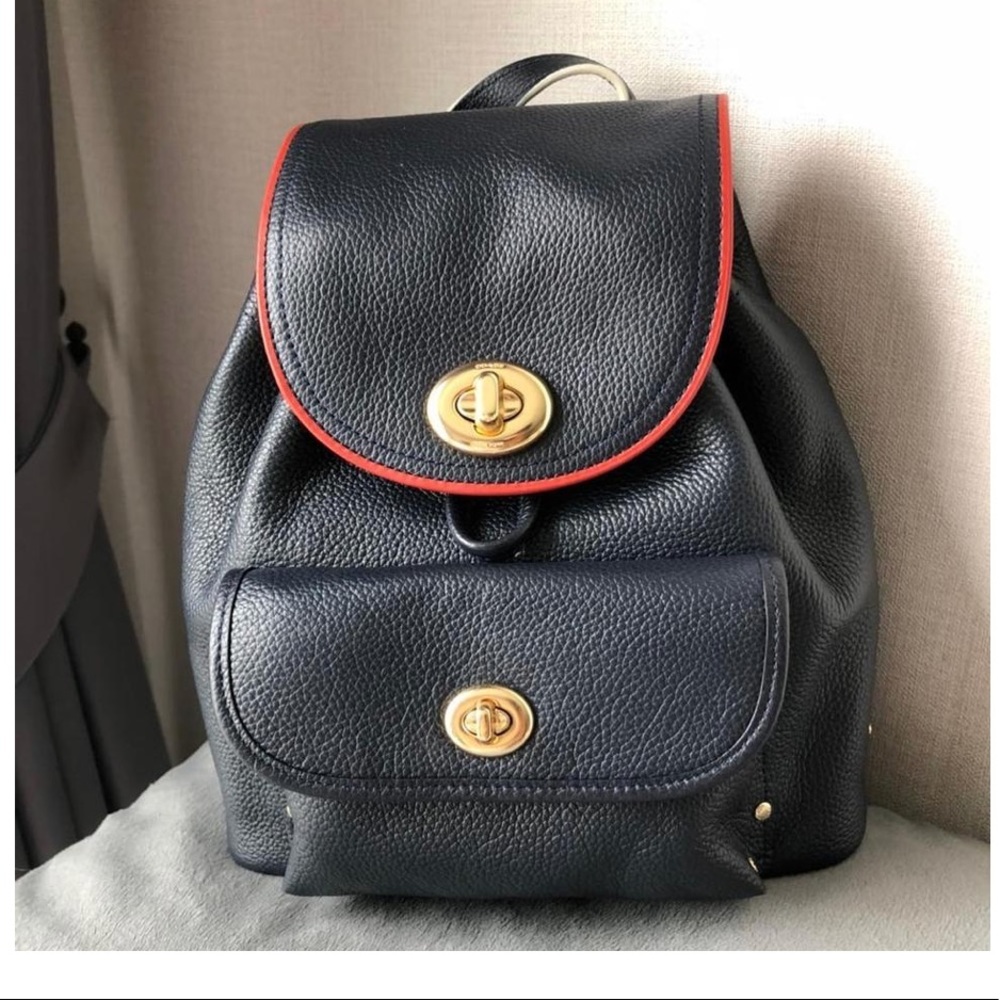 Coach Mini Rusksack Navy Leather Backpack